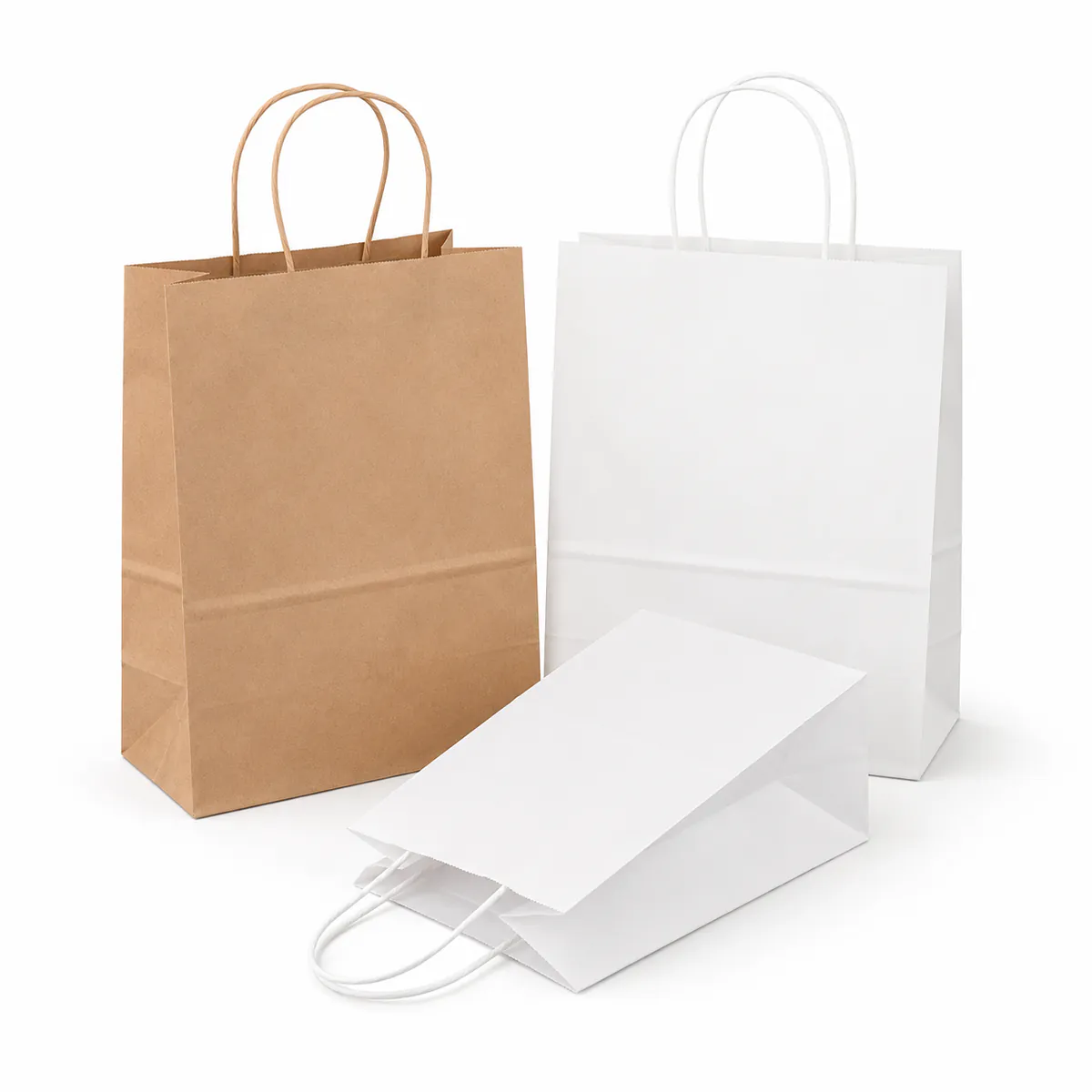 Kraft and White Paper Carry Bags product photo