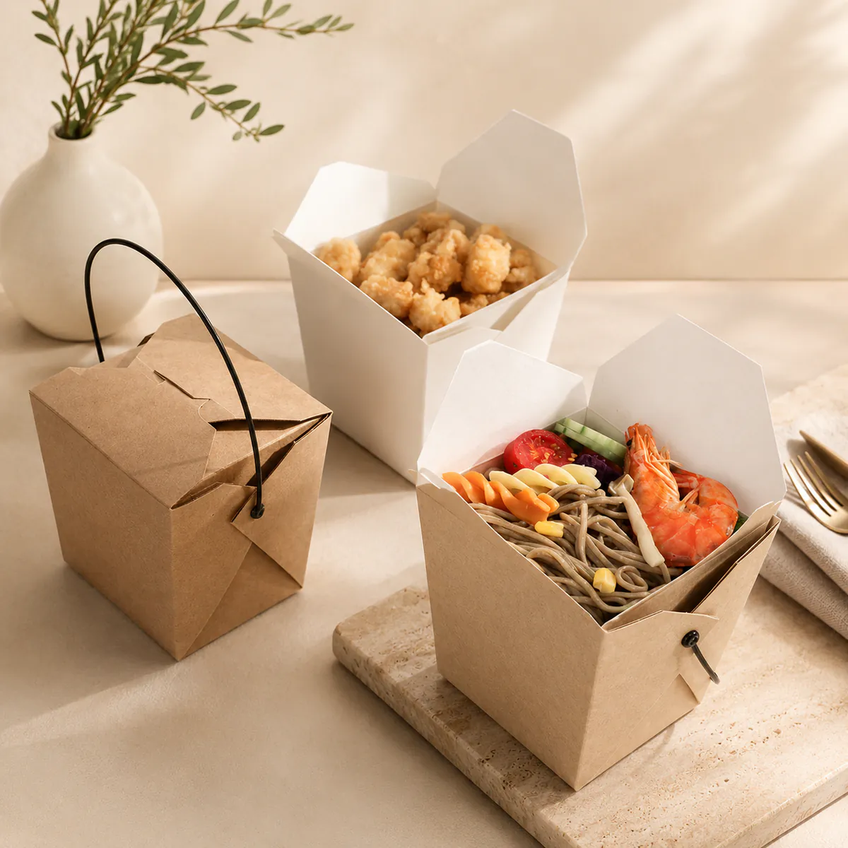 Kraft Food Boxes with Handles product photo