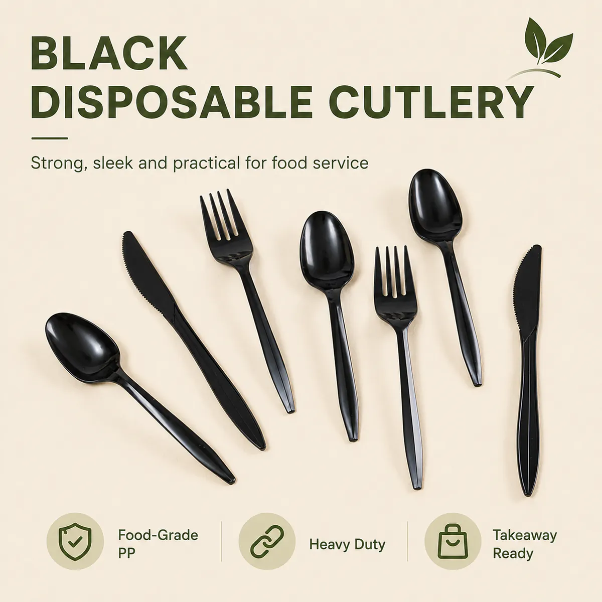 Black Disposable Cutlery product photo