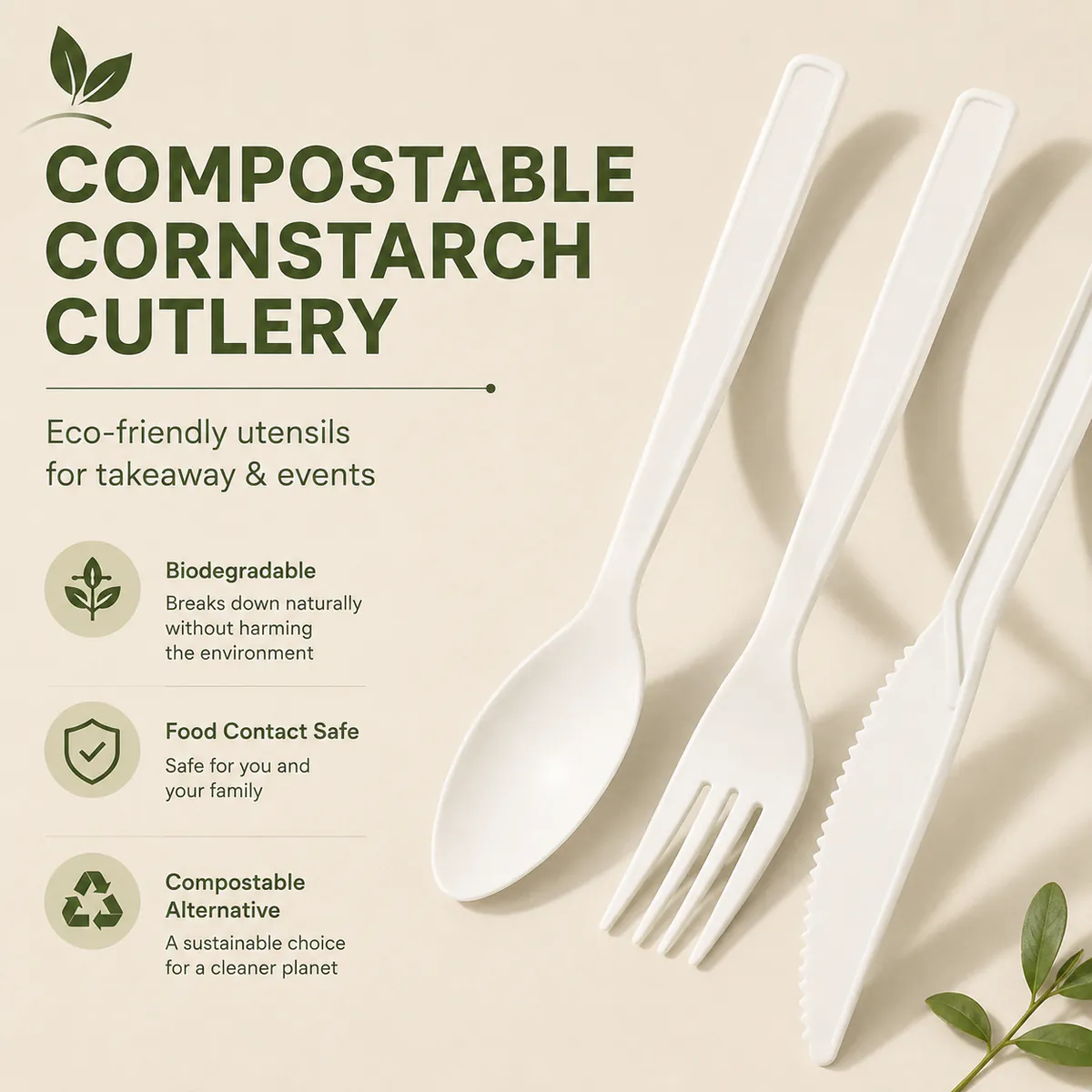 Compostable Cornstarch Cutlery product photo