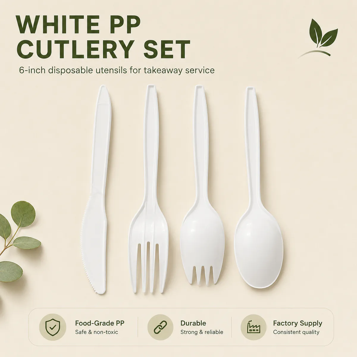 White PP Cutlery Sets product photo