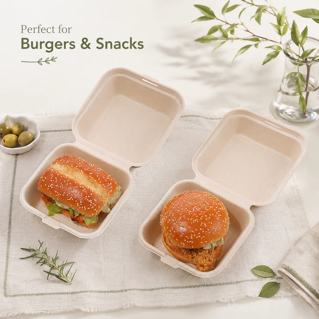 Bagasse Burger and Snack Clamshells product photo