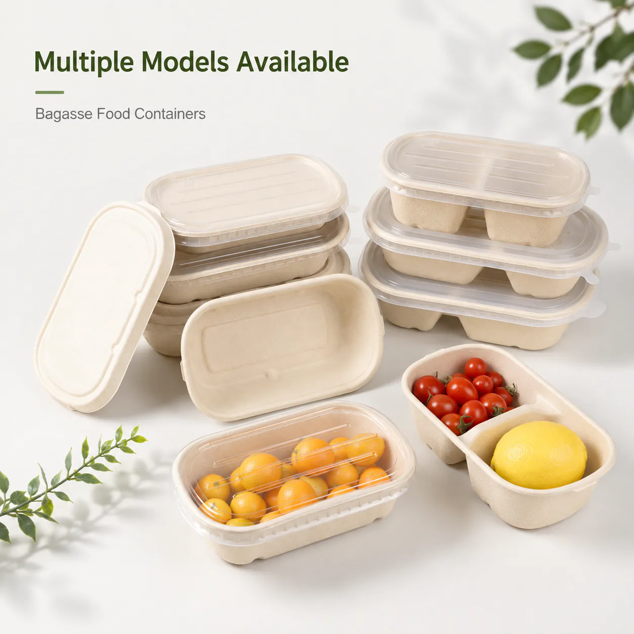 Bagasse Hinged Takeaway Containers product photo
