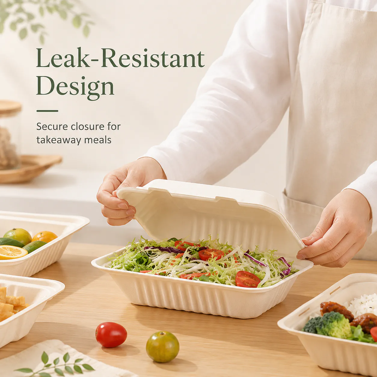 Leak Resistant Bagasse Clamshells product photo