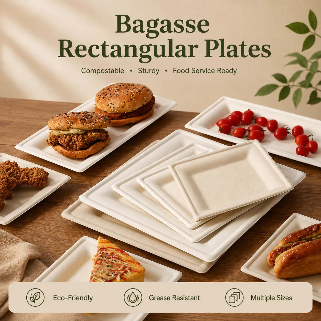 Rectangular Bagasse Plates product photo