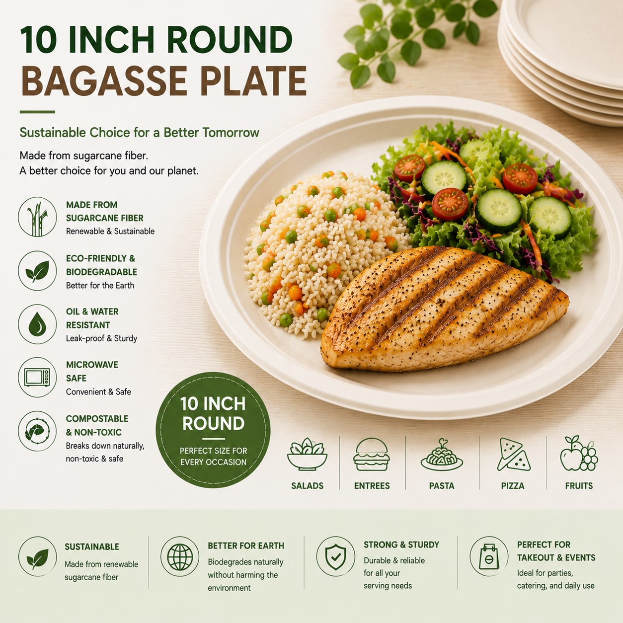 Compostable Bagasse Plates